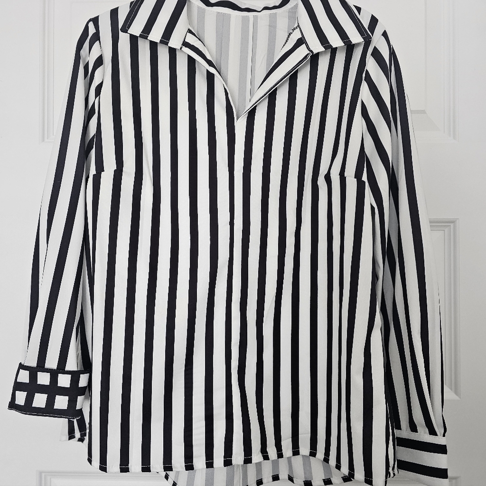 Black and White Striped Blouse